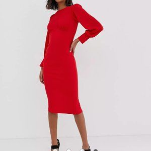 Red midi dress